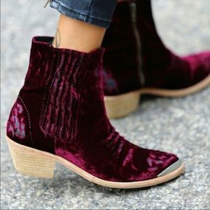 Free People Red Velvet boots